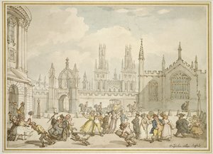 All Souls College, Oxford of Radcliffe Square, Oxford, 19e eeuw door Thomas Rowlandson